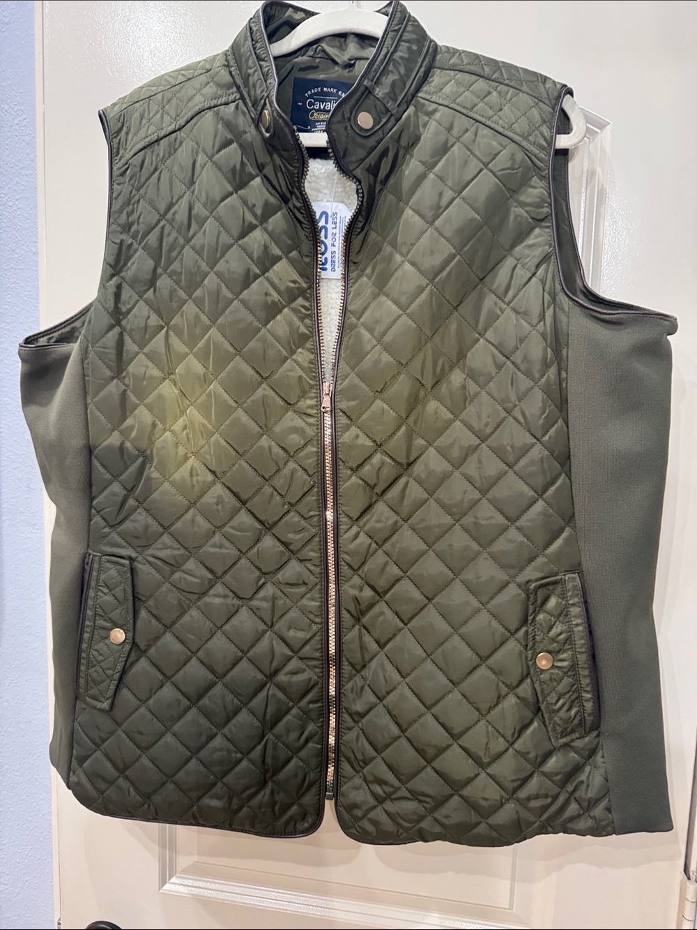 Cavalini Olive Quilted Sleeveless Vest -3X